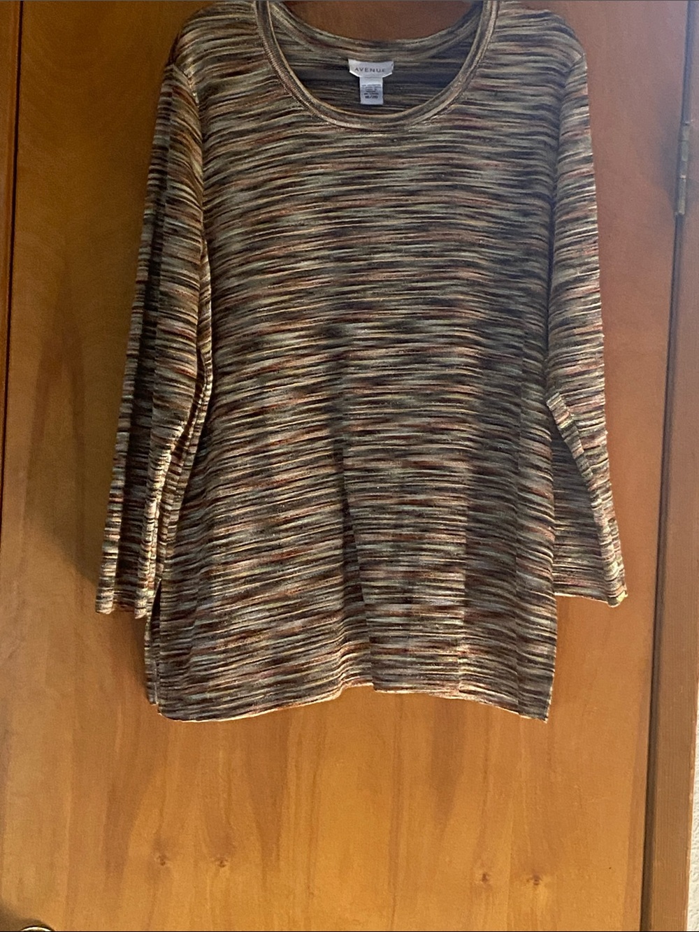 Avenue Multicolor Space-Dye Knit Top in Brown and Tan Tones